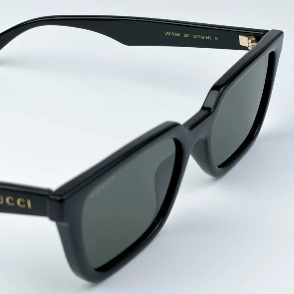 Gucci GG1539S 001 BRAND NEW Sunglasses Black Grey Unisex Rectangle